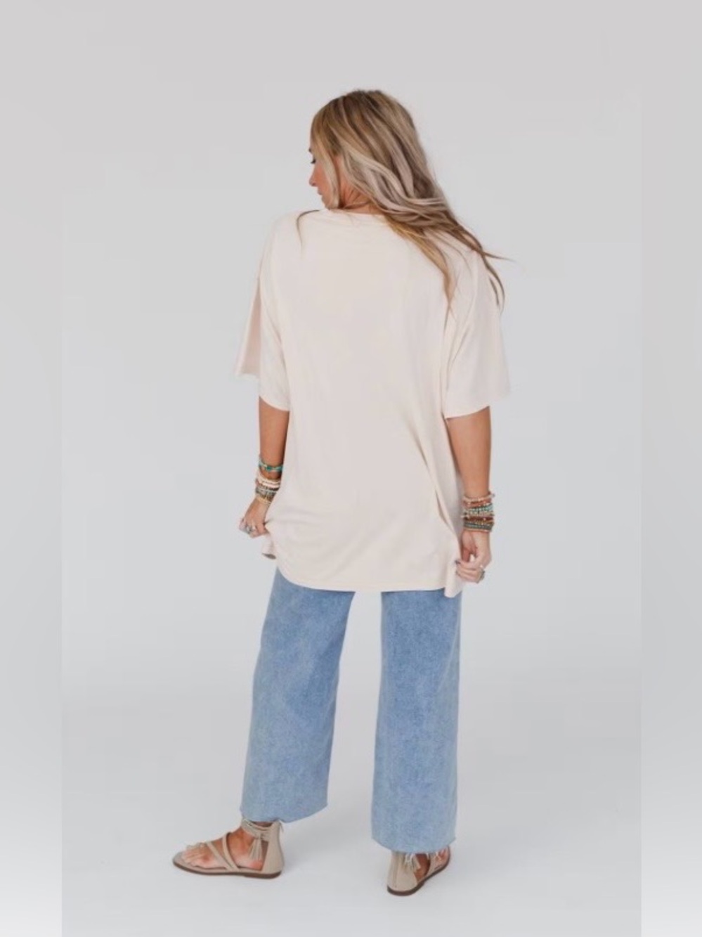3BN Jude Oversized Peace
Sign Graphic Tee, Oatmeal, Size Small - Picture 6 of 10